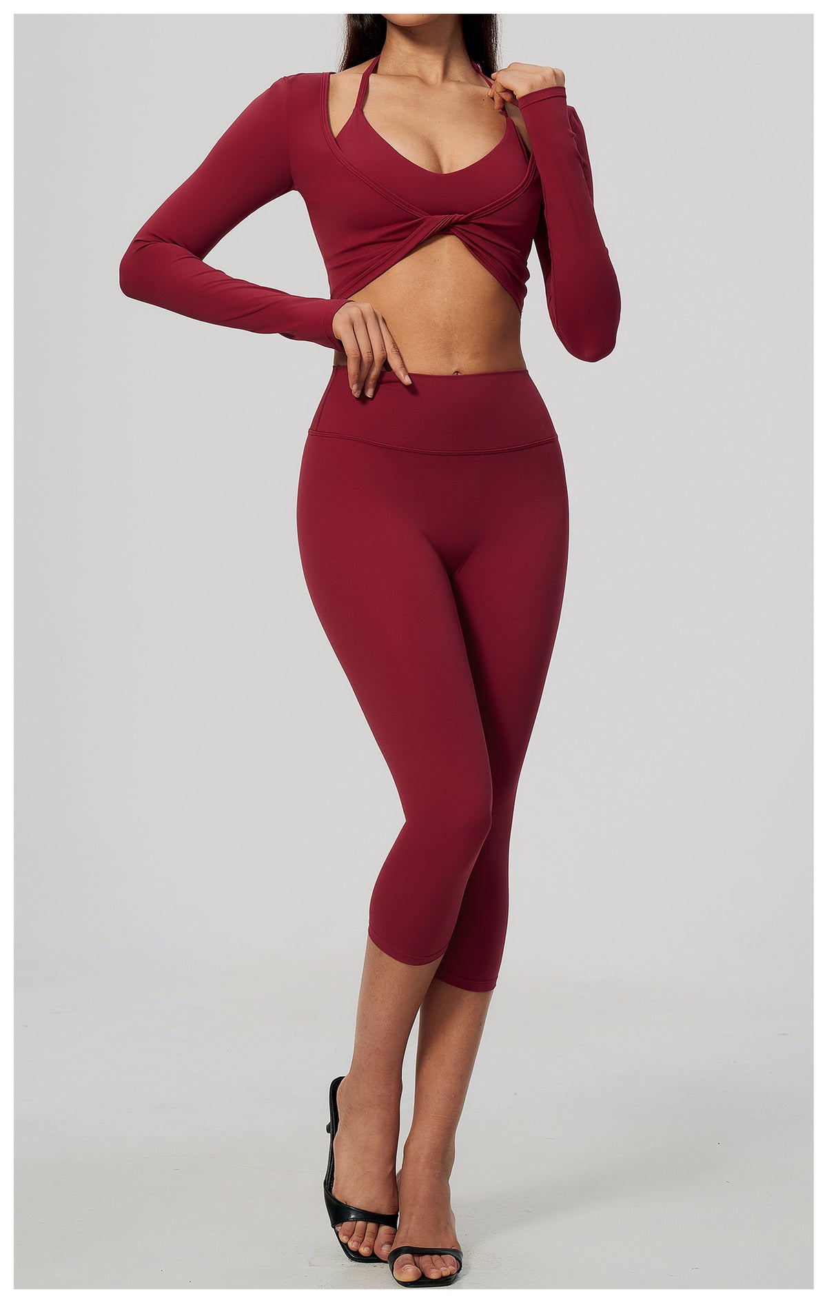 Wholesale Women’s Brushed Pilates Top 5529 | High-Stretch Breathable Cropped Workout Shirt | fouregg