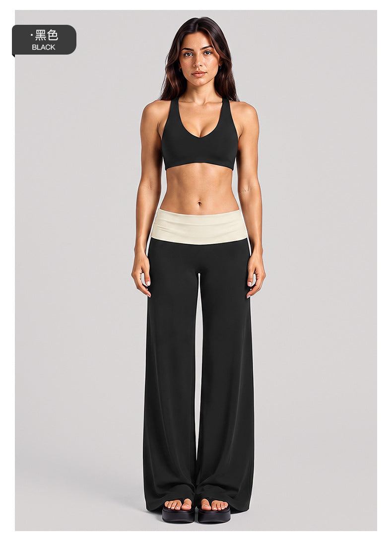 Wholesale Women’s Activewear Set | High-Support Racerback Bra & Color-Block Workout Leggings | fouregg
