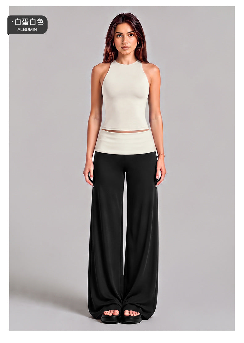 Wholesale Women’s Activewear Set | Color-Block Halter Sports Top & High-Waisted Workout Pants | fouregg