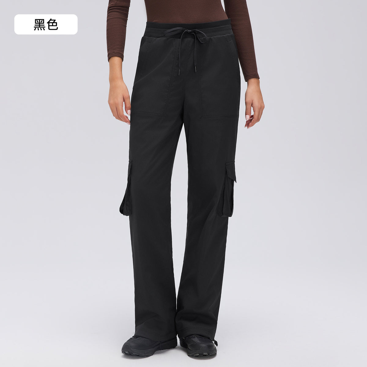 Wholesale Women’s Winter Down Cargo Pants D25001-3 | Warm Outdoor Trousers with Adjustable Cuffs | fouregg - Black