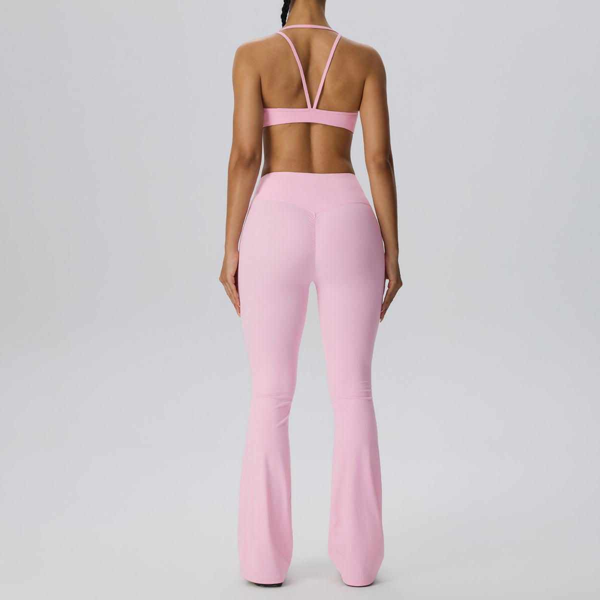 Wholesale Women’s 2-Piece Activewear Set | Double-Brushed Sports Bra & Sculpting Yoga Pants | fouregg - Peony Pink