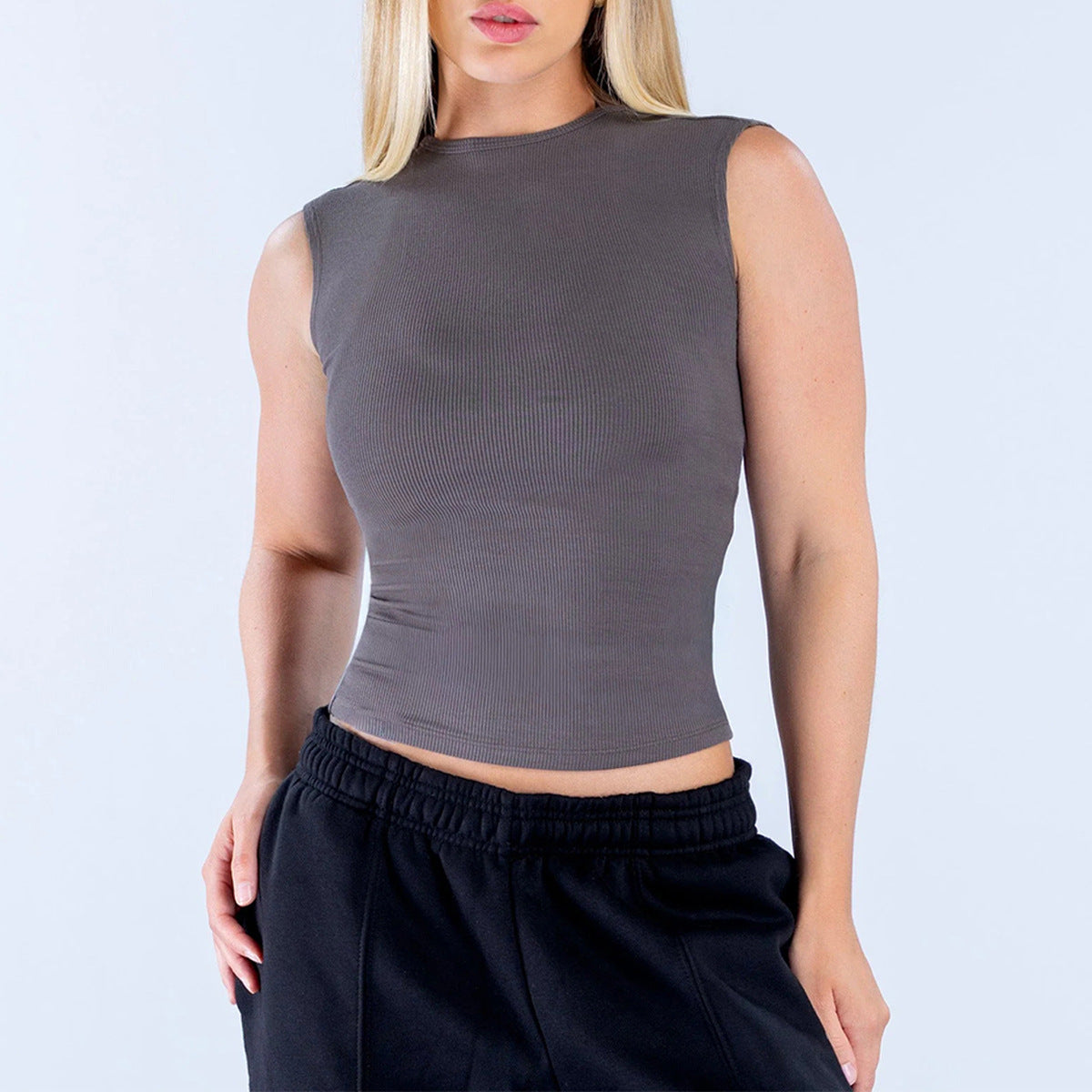 Wholesale Women’s Activewear Top | Backless Running & Pilates Tank for Outdoor Training | fouregg - Shark Gray