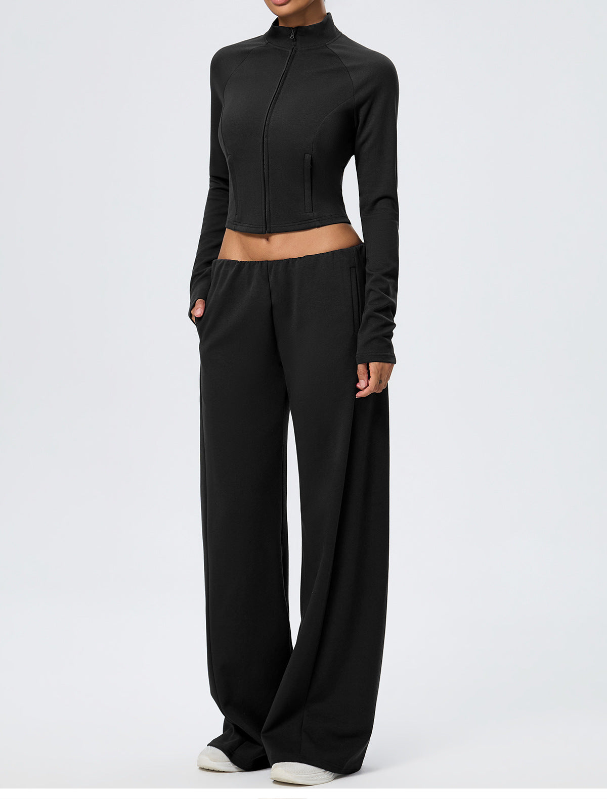 Wholesale Thermal Activewear Set | Cotton-Feel Long-Sleeve Top & Wide-Leg Trousers | fouregg