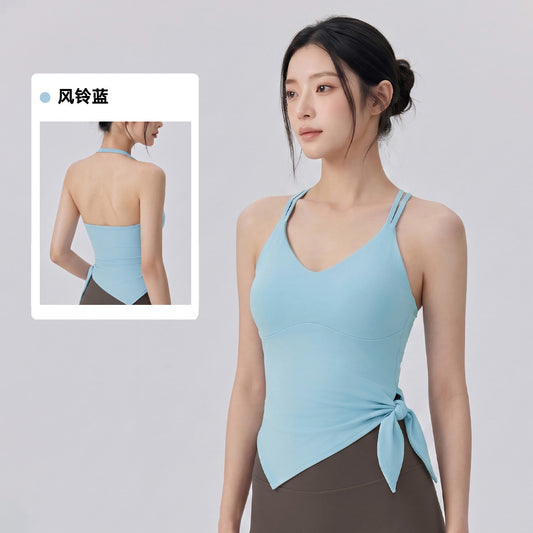 Wholesale Fixed Cup Yoga Tank Top with Tie Hem | Activewear Top | fouregg