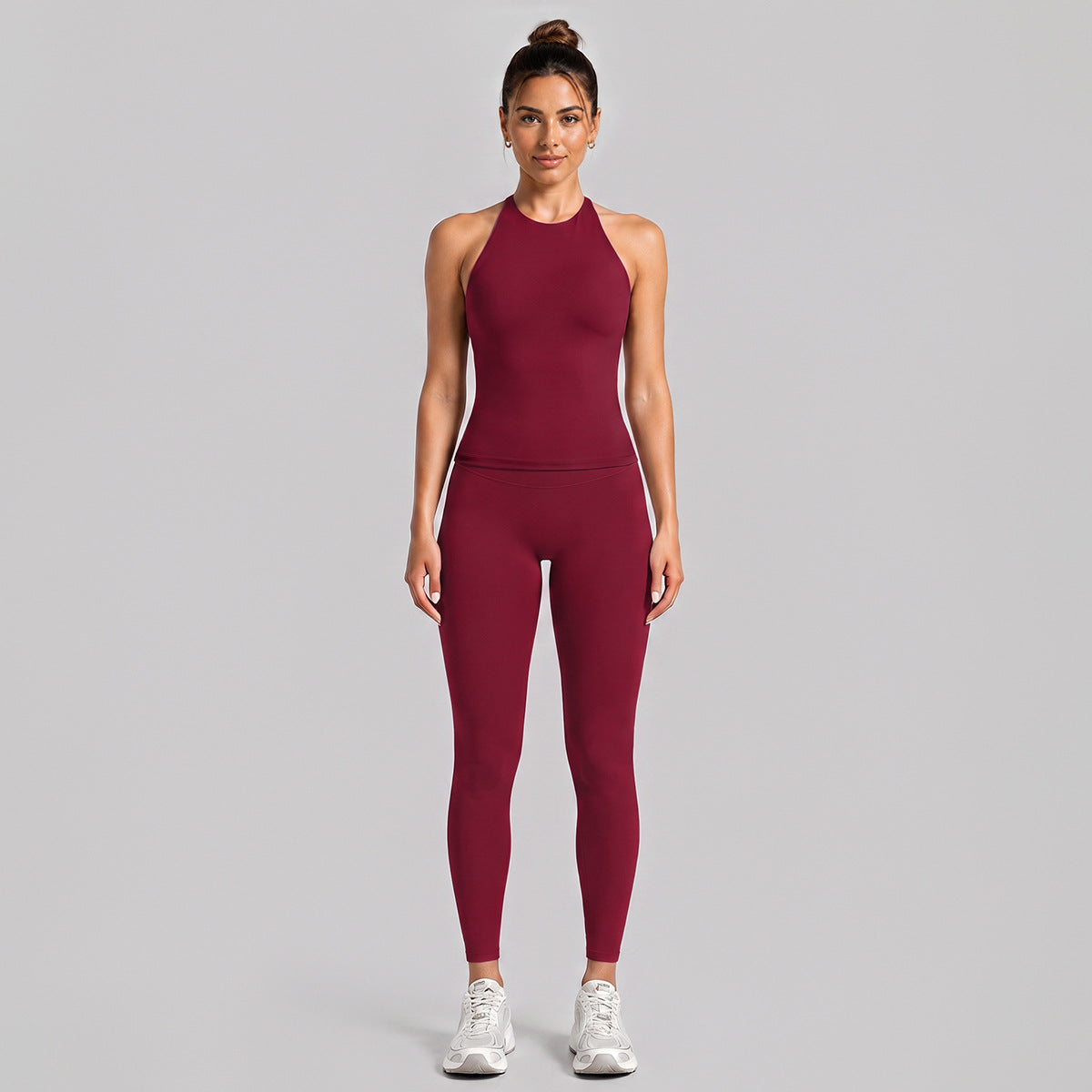 Wholesale Women’s Activewear Set | Slimming Sports Tank & Loose-Fit Workout Pants | fouregg - Fitted Long Set, Rumba Red