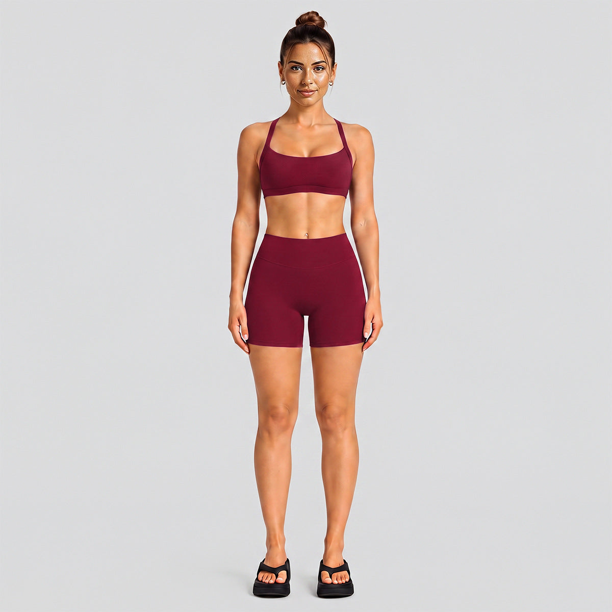 Wholesale Women’s Activewear Set | Halter Neck Sports Bra for Running, Cycling & Pilates | fouregg - Shorts Set, Rumba Red