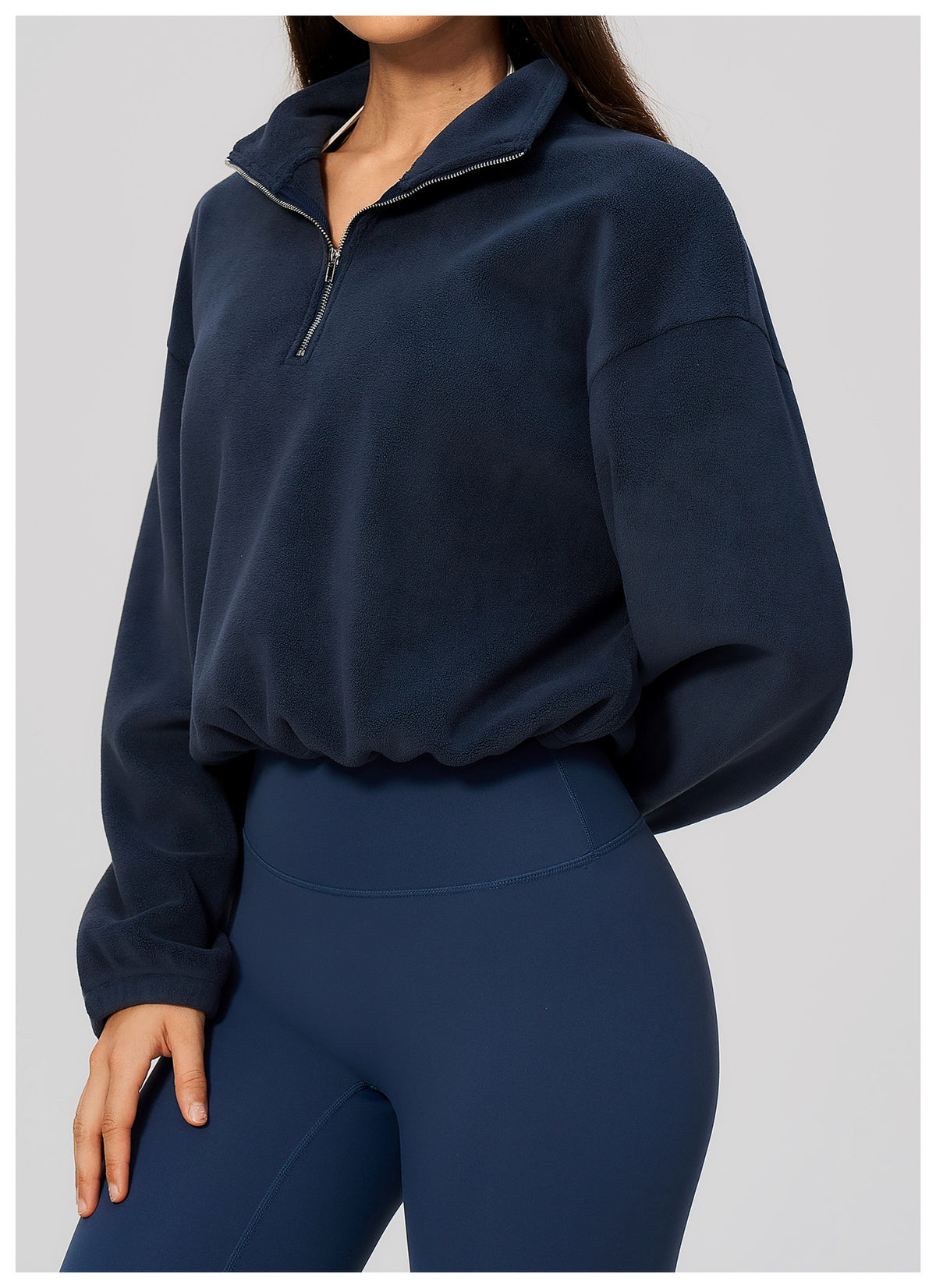 Wholesale Women’s Half-Zip Sports Top | Bulk Relaxed-Fit Color Block Sweatshirt 3619 | fouregg