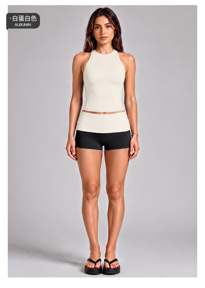Wholesale Women’s Activewear Set | Color-Block Halter Sports Top & High-Waisted Workout Pants | fouregg