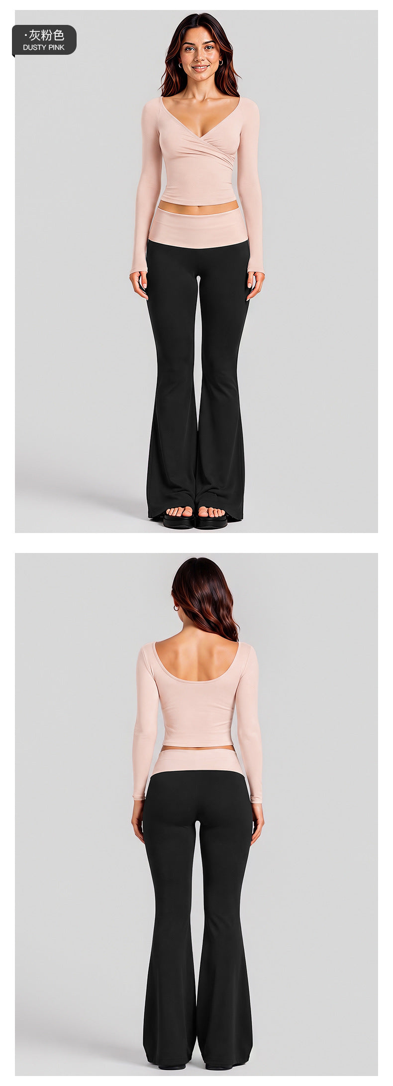 Wholesale Women’s Activewear Set | Quick-Dry Long Sleeve Off-Shoulder Top & High-Waisted Workout Pants | fouregg