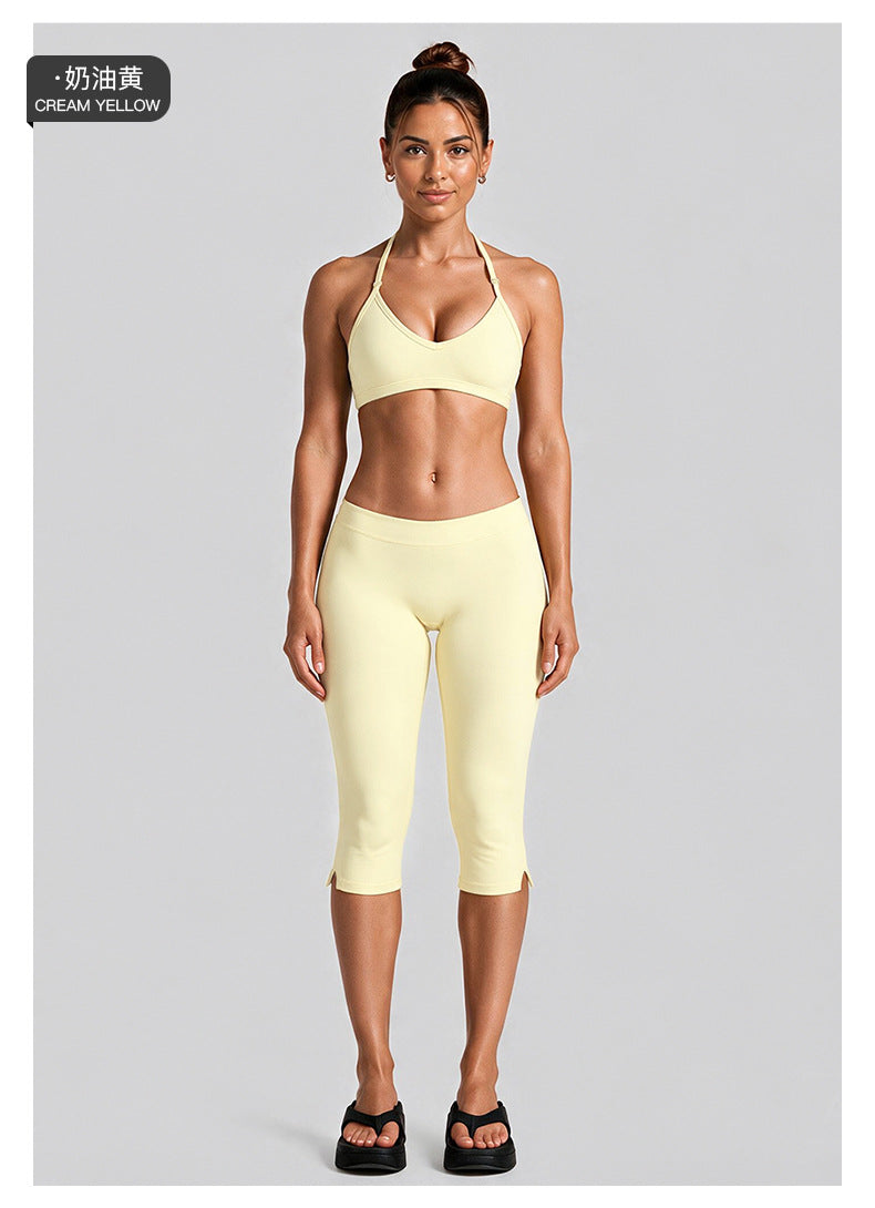 Wholesale Women’s Quick-Dry Activewear Set | Backless Halter Top & Mid-Length Workout Pants | fouregg