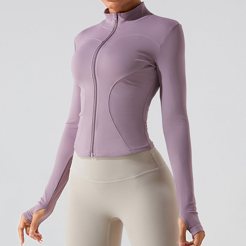 10/2023 Zipper long-sleeved yoga jacket quick-drying slimming yoga wear women's running fitness sports top