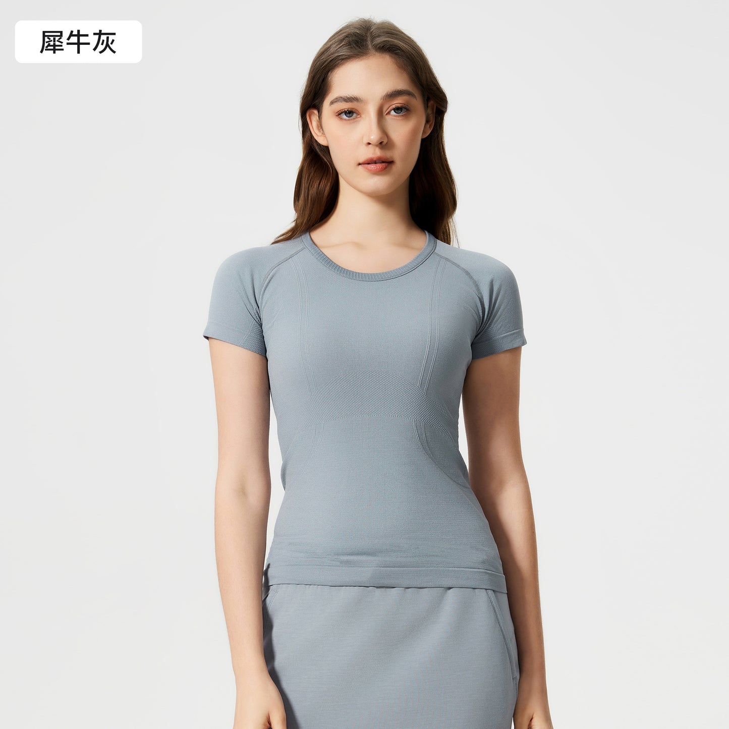 12/2024 Summer slim show thin round neck breathable seamless sports T-shirt running fitness yoga top short sleeve women S2067