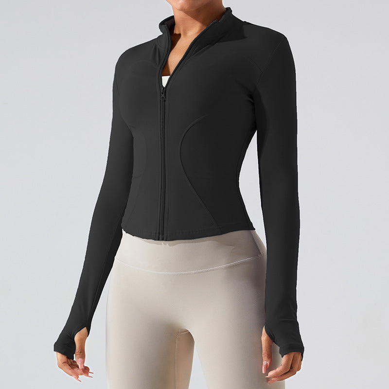 10/2023 Zipper long-sleeved yoga jacket quick-drying slimming yoga wear women's running fitness sports top
