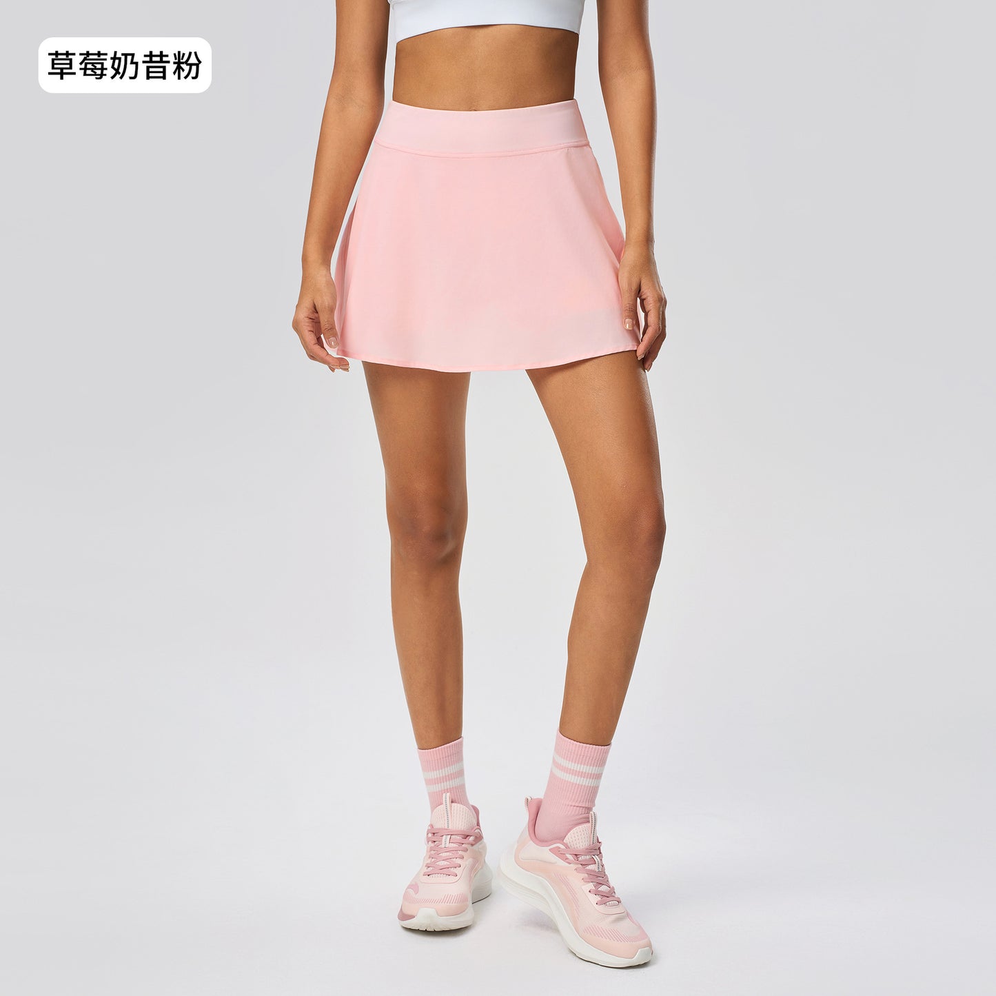 01/2025 Anti-slip sports short skirt women's high waist fake two tennis skirts running fitness slimming A-line skirt D25010