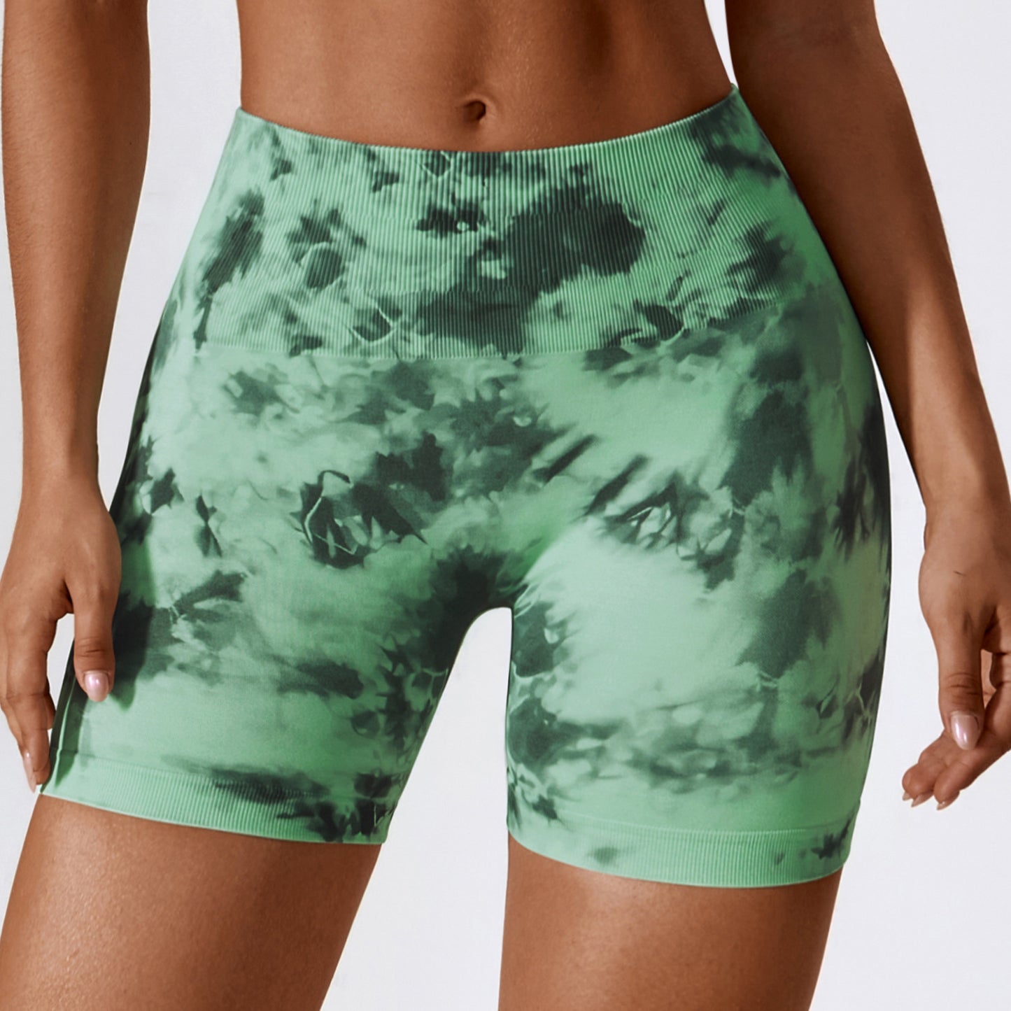 digital printing seamless yoga shorts belly control fitness pants women's hip-lifting high-waist sports shorts 7346