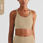 2022 new triangle beauty back fitness sports bra thin shoulder straps gathered nude yoga bra