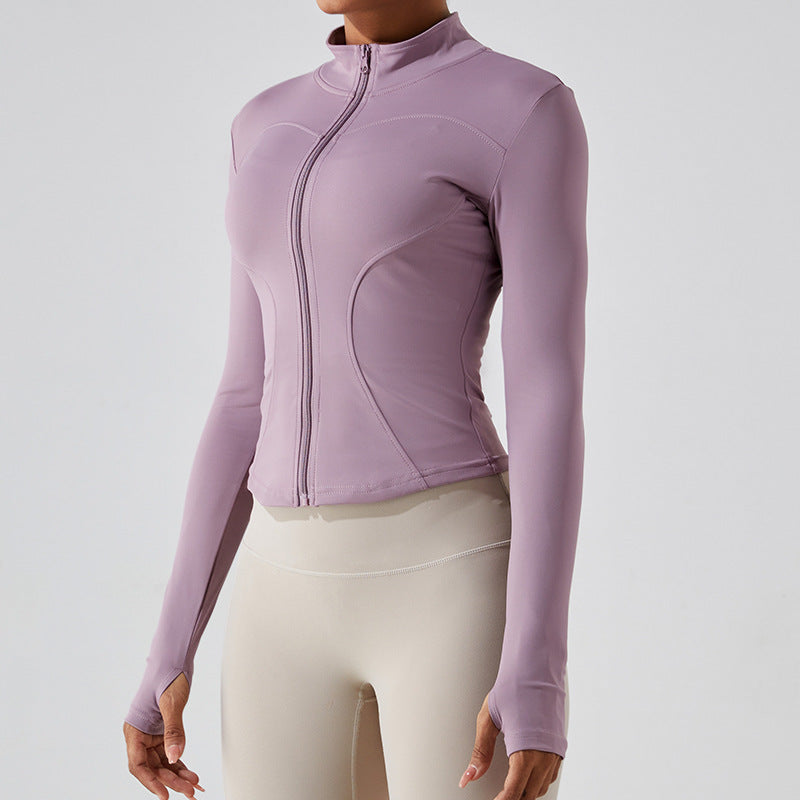 nude yoga clothing women's zipper slim-fit sports top jacket long-sleeved fitness top