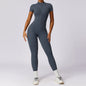 zipper short-sleeved naked yoga jumpsuit women's outerwear fitness sports jumpsuit 8305