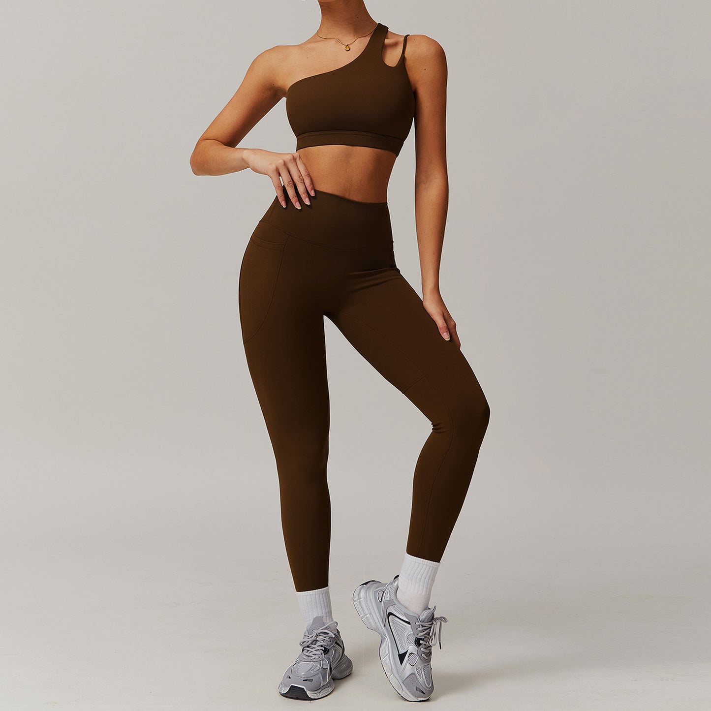 08/2022 breathable cloud-sensing quick-drying tight-fitting yoga clothes women's pocket running sports suit  nude fitness suit 6425