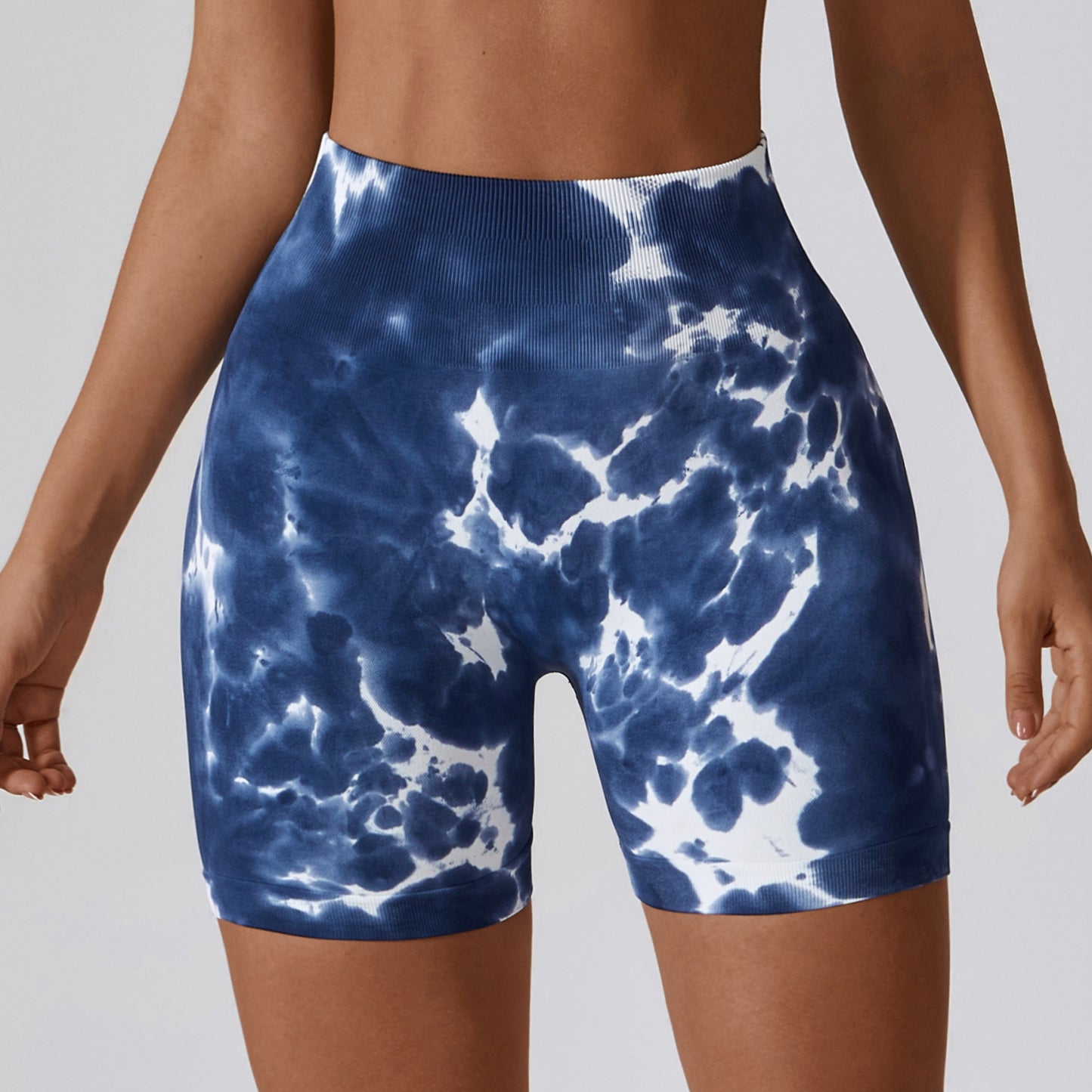 Splash dye seamless yoga shorts women's sports fitness shorts high waist hip-lifting tight yoga pants 6924