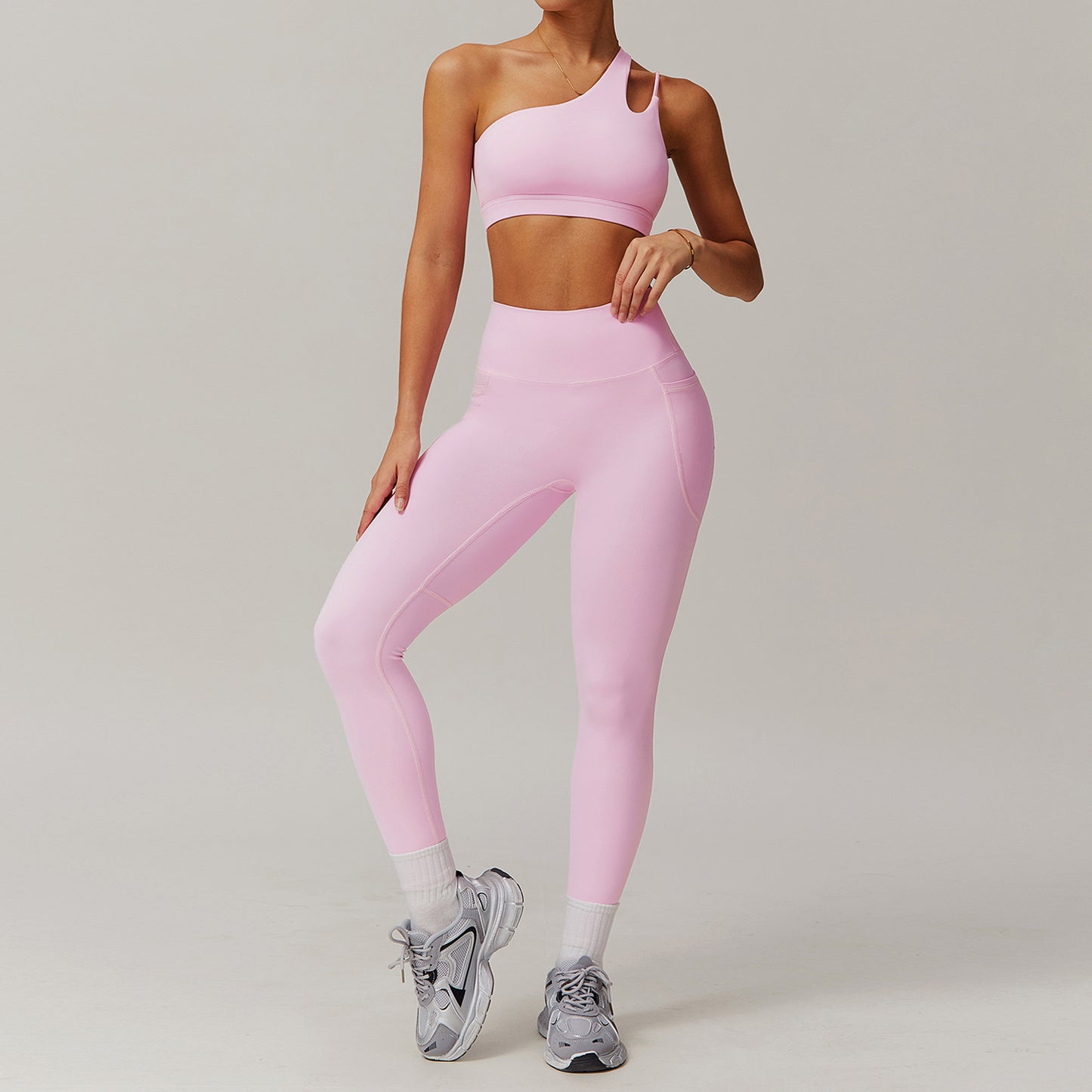 08/2022 breathable cloud-sensing quick-drying tight-fitting yoga clothes women's pocket running sports suit  nude fitness suit 6425