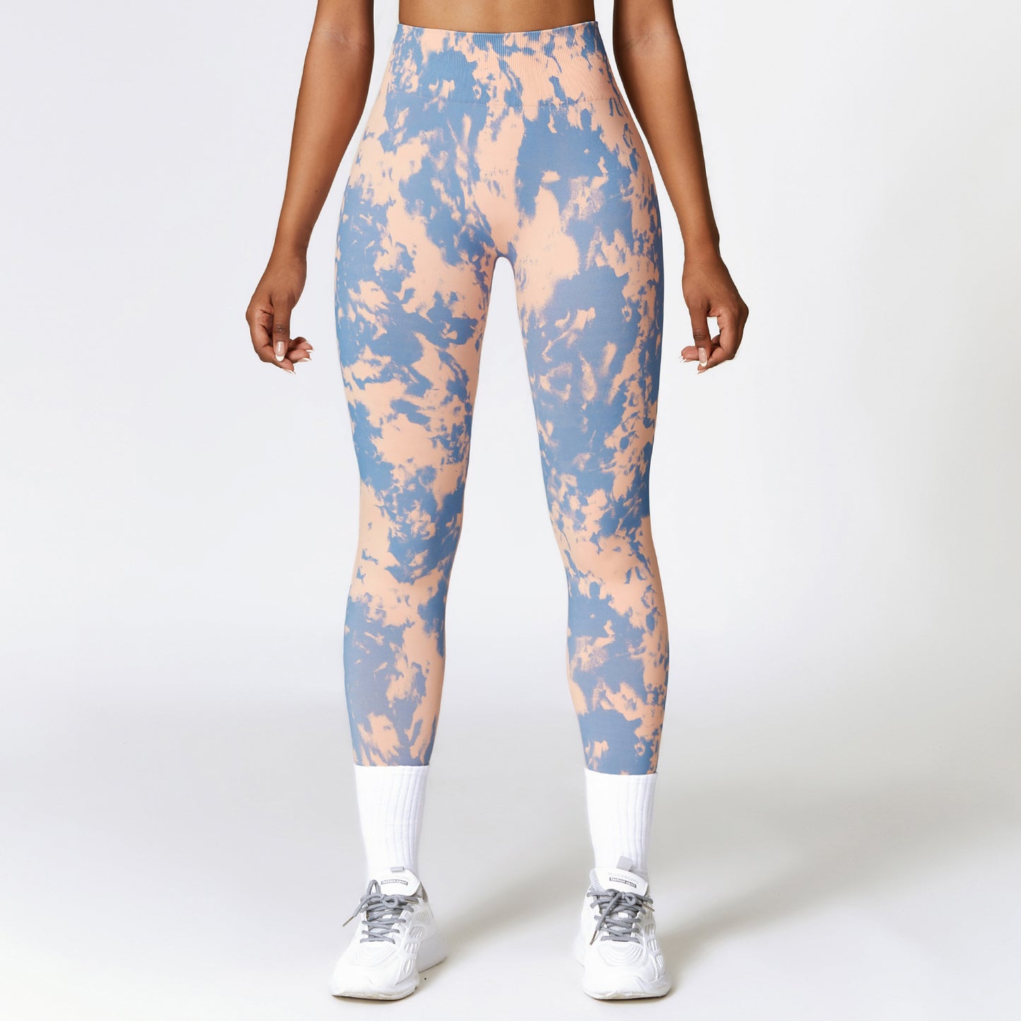 2023.09 Printed seamless high-waisted yoga pants camouflage hip lifting and abdominal tightening running sports fitness pants for women 7334