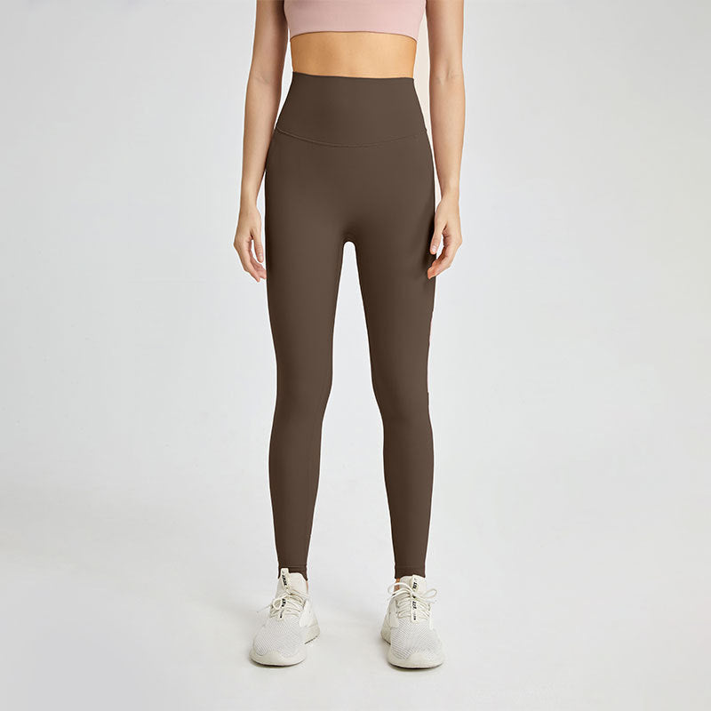zero-sense, one-piece yoga pants, no traces, nude back pockets, peach hip-lifting, tight-fitting sports fitness pants