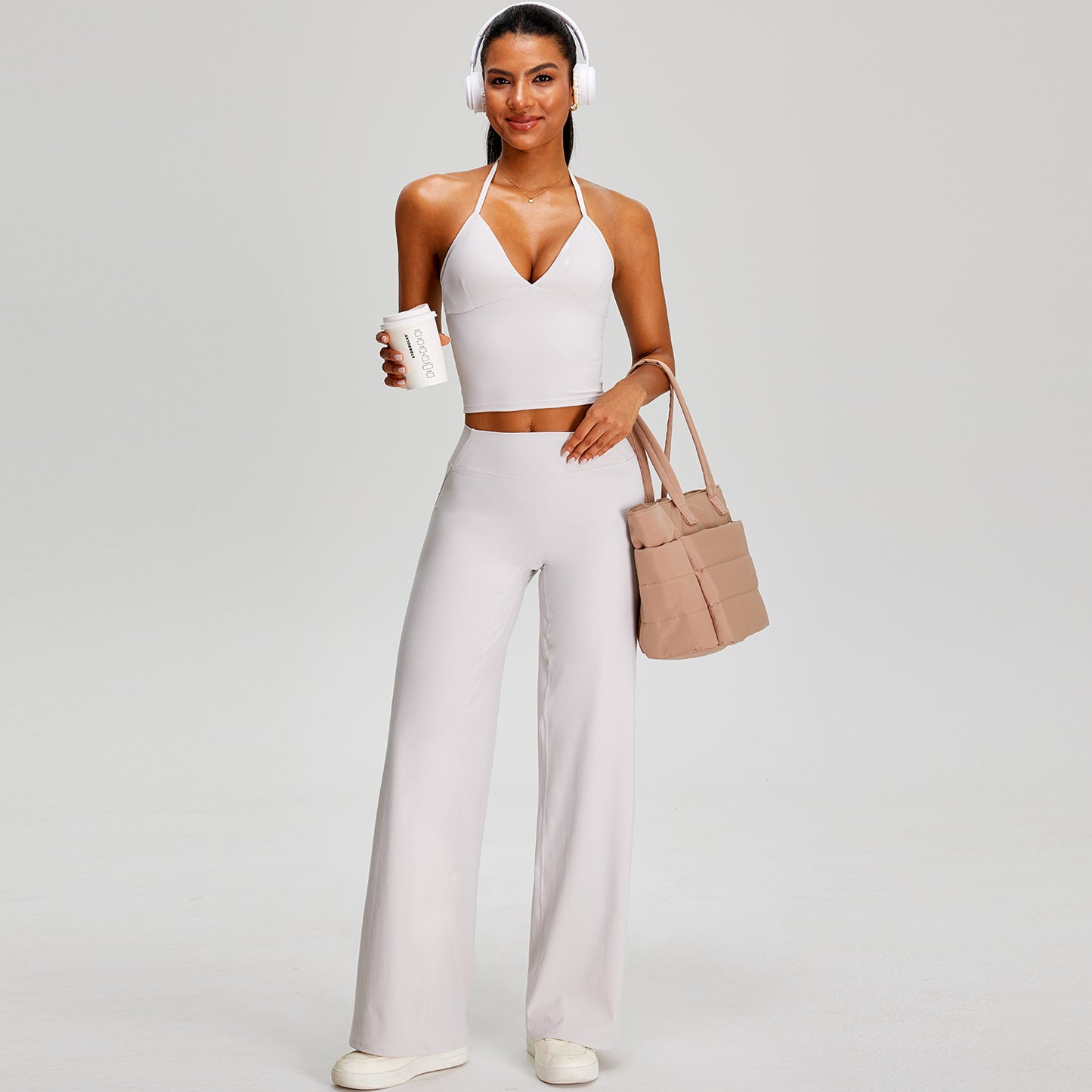 Wholesale Naked-Feel Yoga Set | Solid Color Sexy Open-Back Suit | fouregg