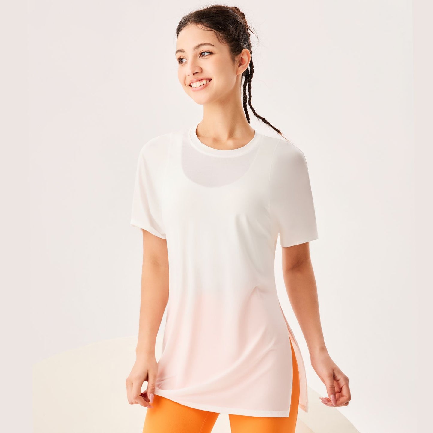 fouregg Plus Size Yoga Top Mesh Patchwork Cropped Gym Tee Bulk Stock Ready to Ship