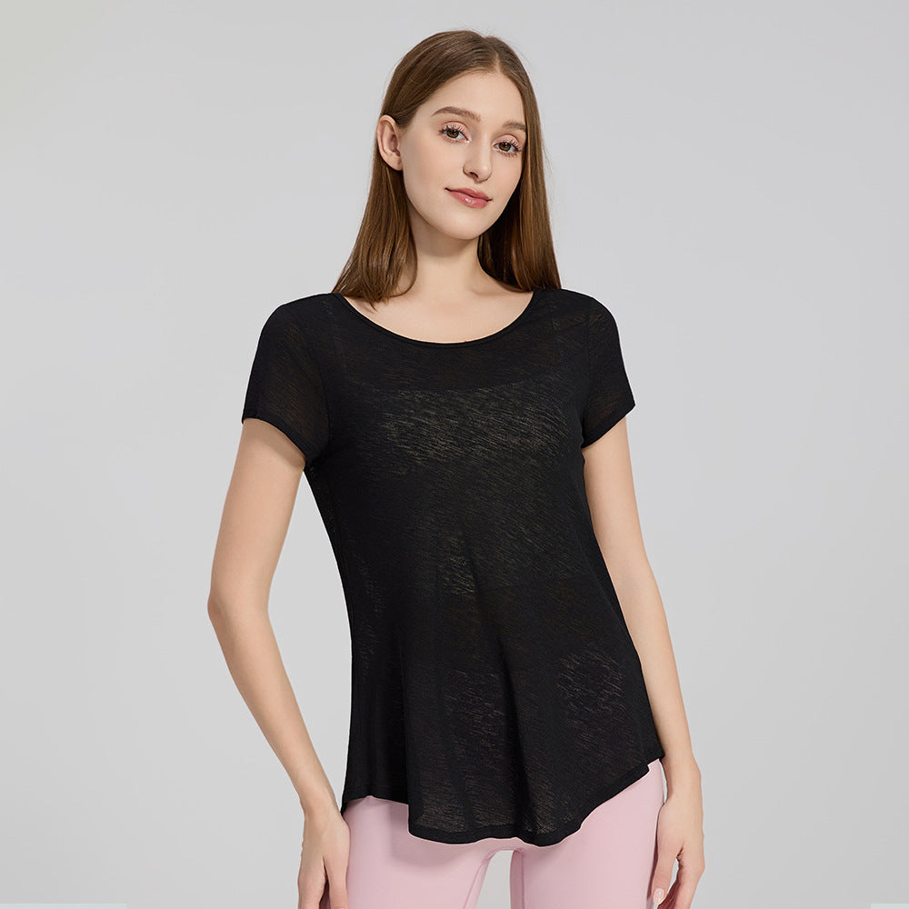 Wholesale Quick-Dry Running Tee | Open Back Mesh Yoga Cover-up | FOUREGG