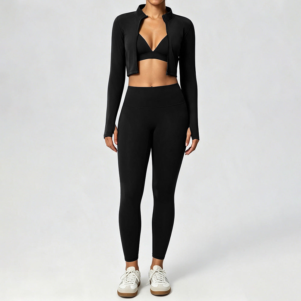 Wholesale Naked-Feel 3-Piece Workout Set | High-Stretch Quick-Dry | fouregg