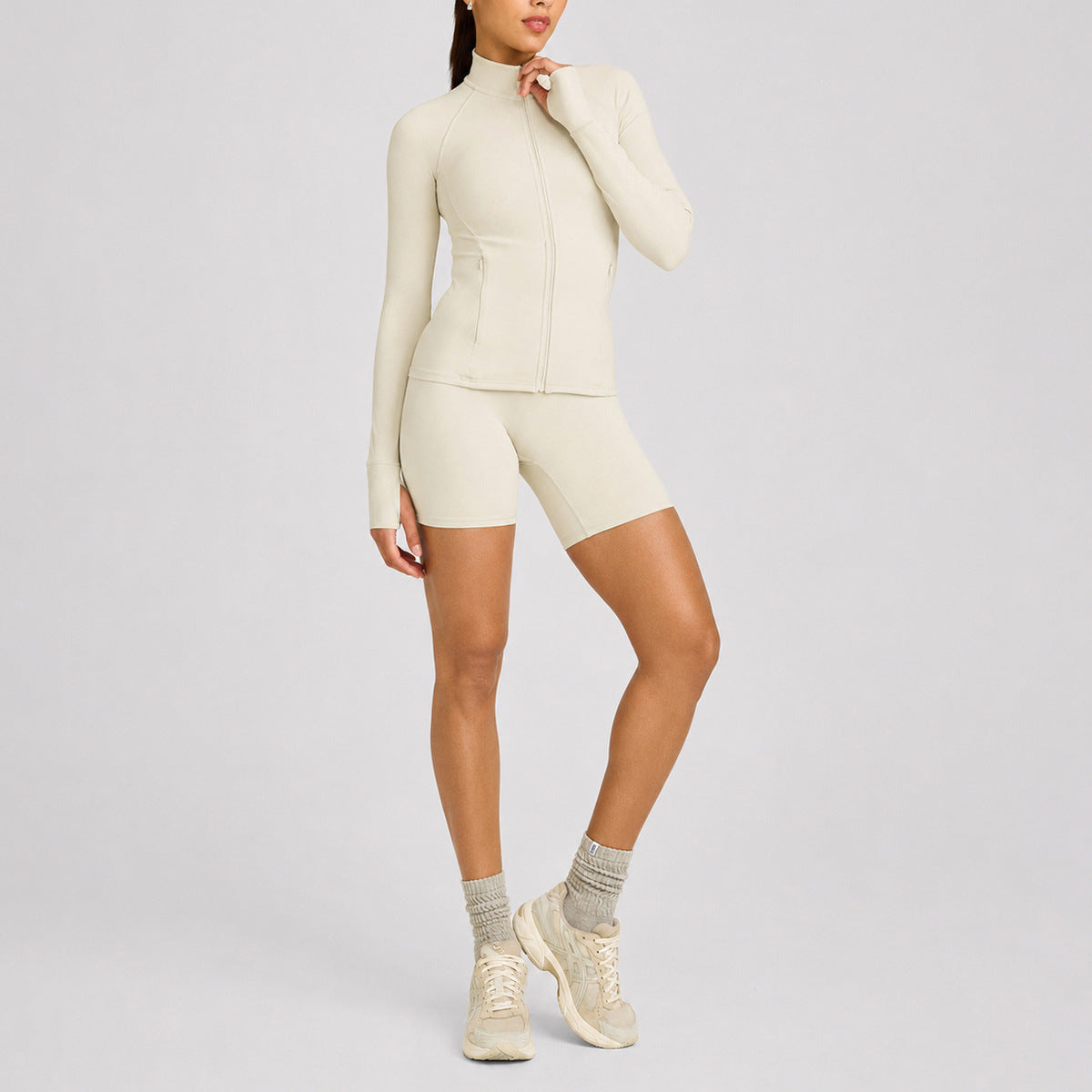 Wholesale Moisture-Wicking Zip Long Sleeve Top & Pants Set | Breathable Workout | fouregg