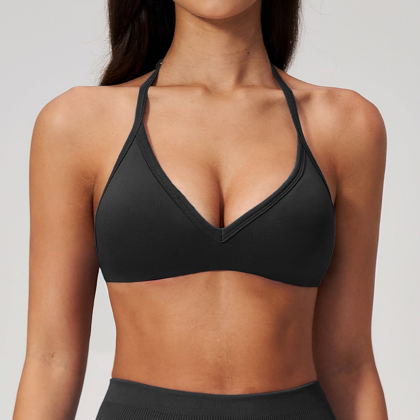 Custom Seamless Halter Yoga Bra | Open-Back Tight High-Elastic Sports Bra | Wholesale | fouregg