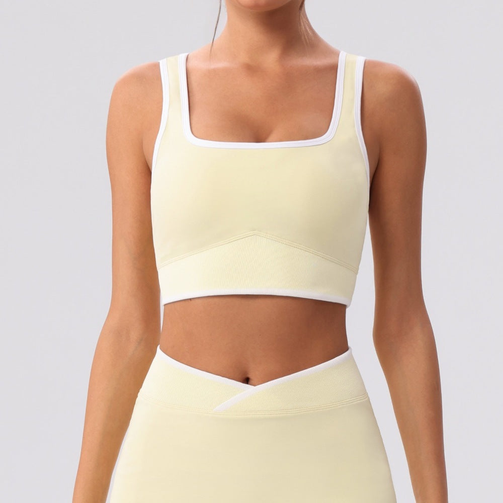 Custom 2026 New Western Style Color-Block Sports Bra | Beautiful Back Design | Wholesale | fouregg