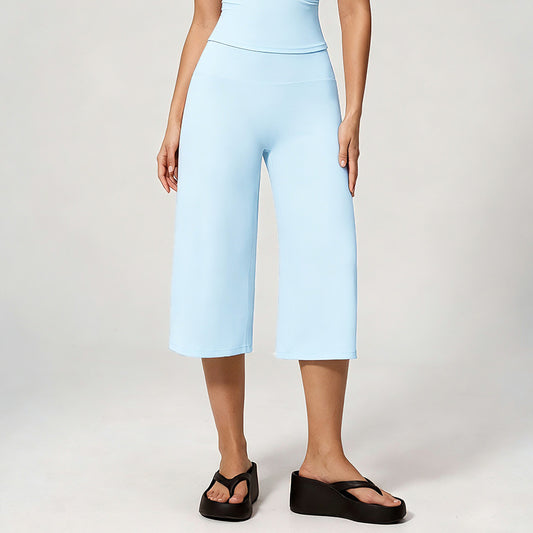 Wholesale Women’s Cropped Wide-Leg Pants | Bulk High-Waist Running & Pilates Workout Trousers | fouregg
