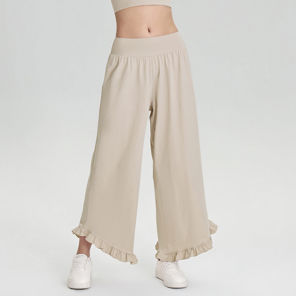 Custom Logo 62308 Wide-Leg Pants | Low MOQ Wholesale | Breathable Cropped Yoga Trousers | fouregg
