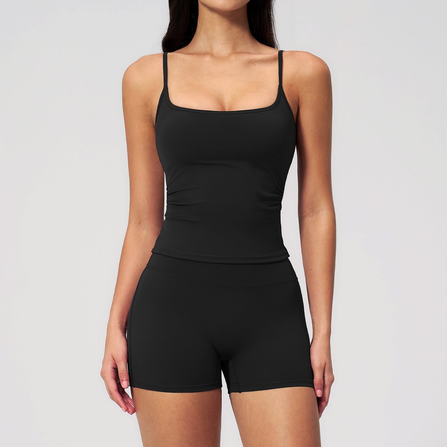 Wholesale Brushed Yoga Set | Butt-Lift Shorts & Tank Outfit 5555 | fouregg