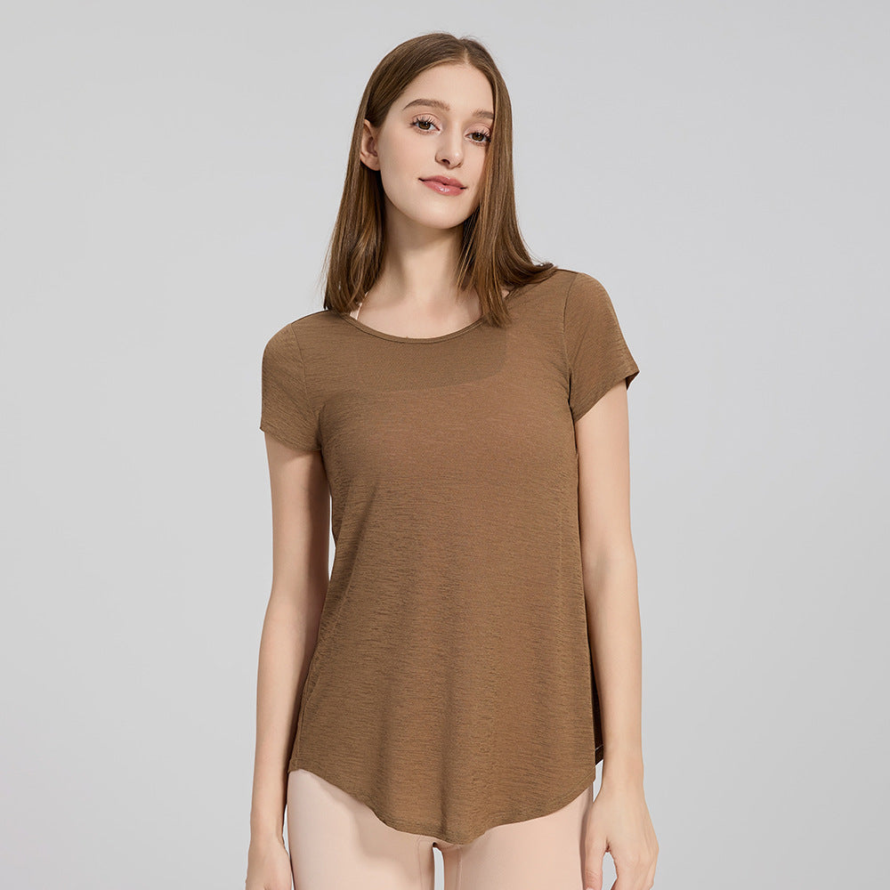 Wholesale Quick-Dry Running Tee | Open Back Mesh Yoga Cover-up | FOUREGG