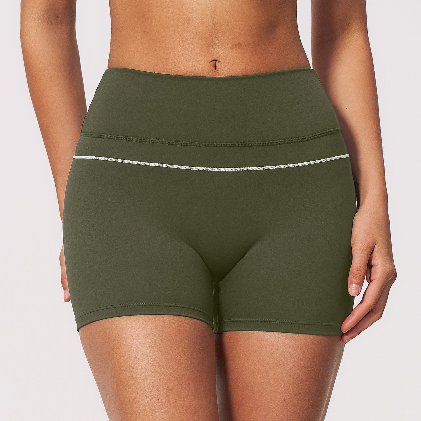 Wholesale 2026 Contrast High-Waist Yoga Shorts | Tummy-Control Shorts 9615 | fouregg