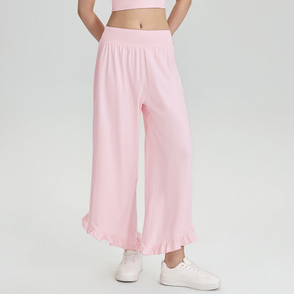 Custom Logo 62308 Wide-Leg Pants | Low MOQ Wholesale | Breathable Cropped Yoga Trousers | fouregg