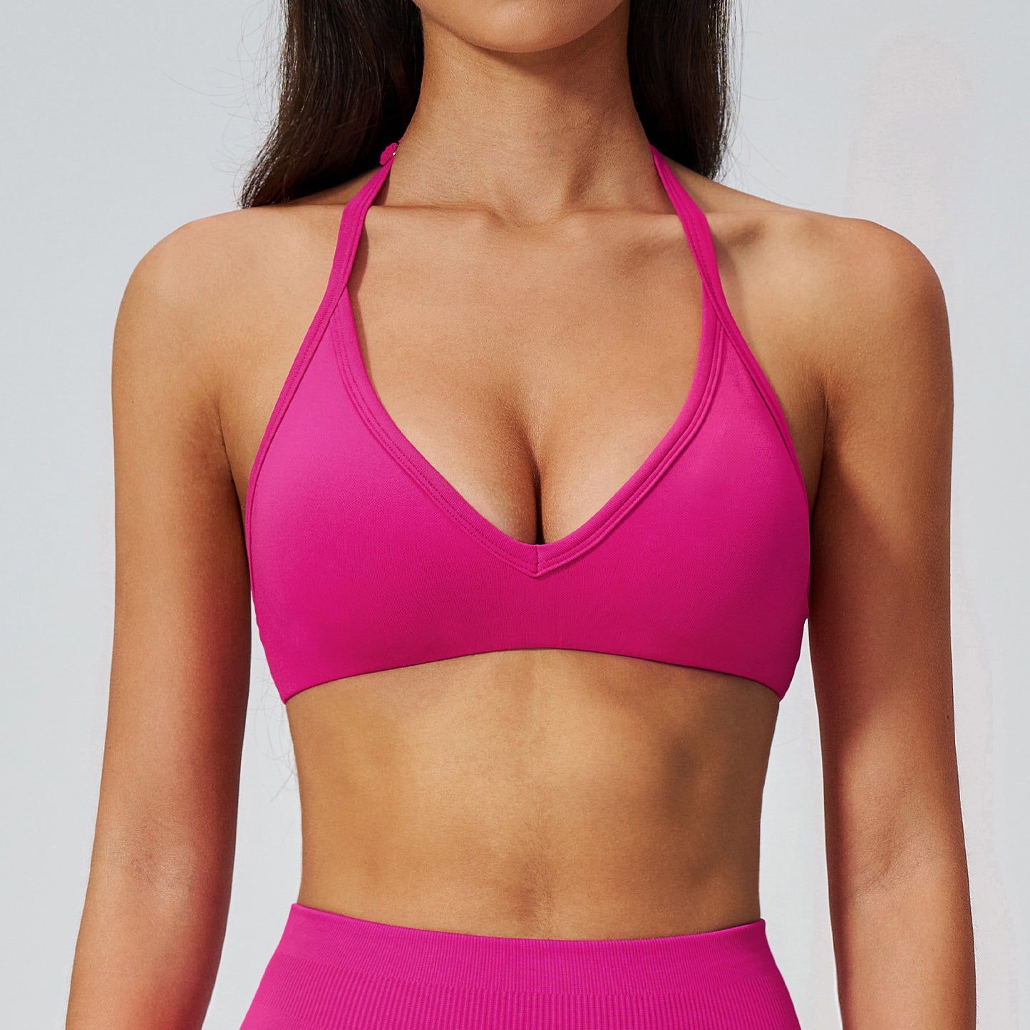 Custom Seamless Halter Yoga Bra | Open-Back Tight High-Elastic Sports Bra | Wholesale | fouregg