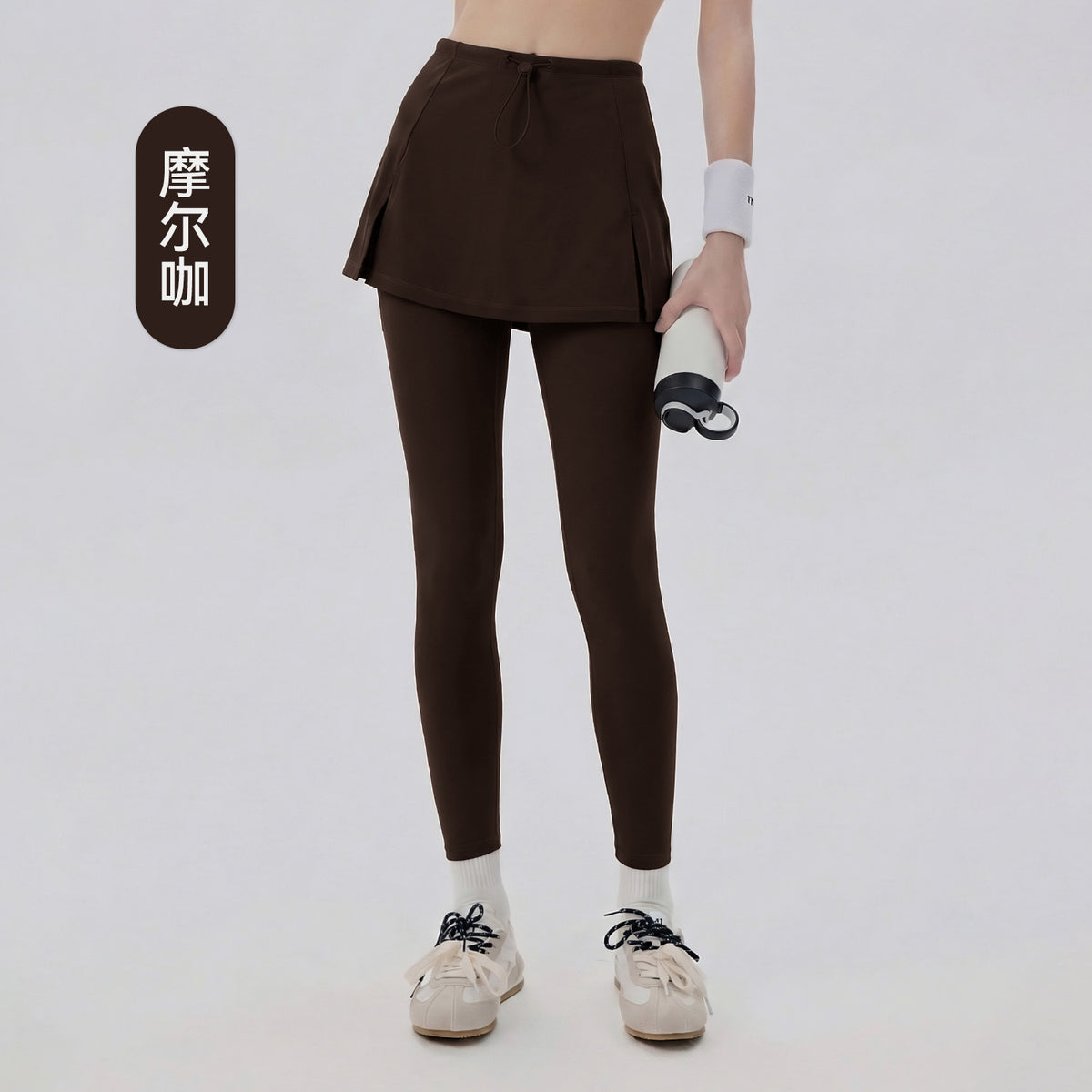 Wholesale Two-in-One Yoga Leggings with Skirt | Bulk Pocketed Workout Skort Pants | fouregg
