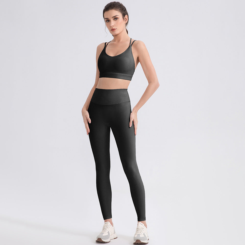 Wholesale Leggings Yoga Set | Bulk High-Shaping Lycra Suede Workout Set | fouregg