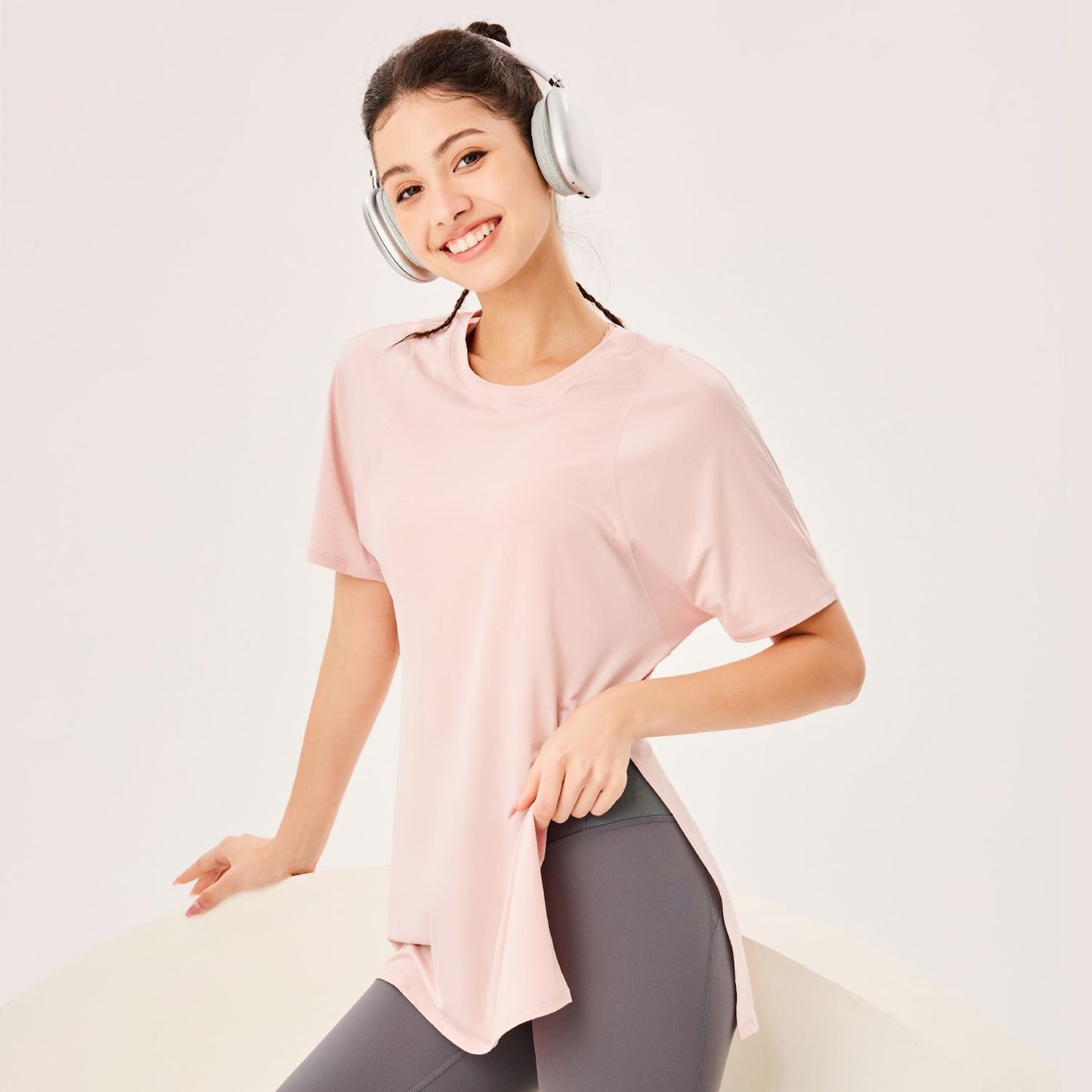 fouregg Plus Size Yoga Top Mesh Patchwork Cropped Gym Tee Bulk Stock Ready to Ship