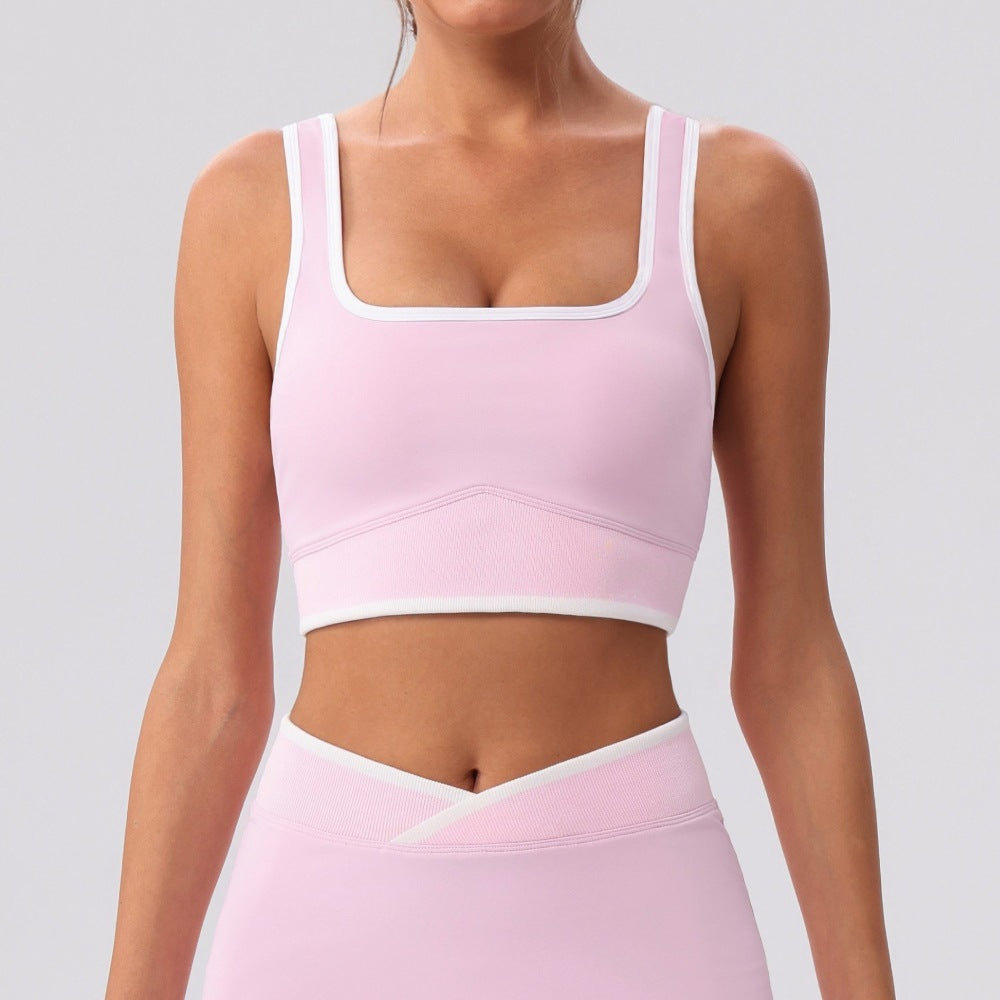 Custom 2026 New Western Style Color-Block Sports Bra | Beautiful Back Design | Wholesale | fouregg