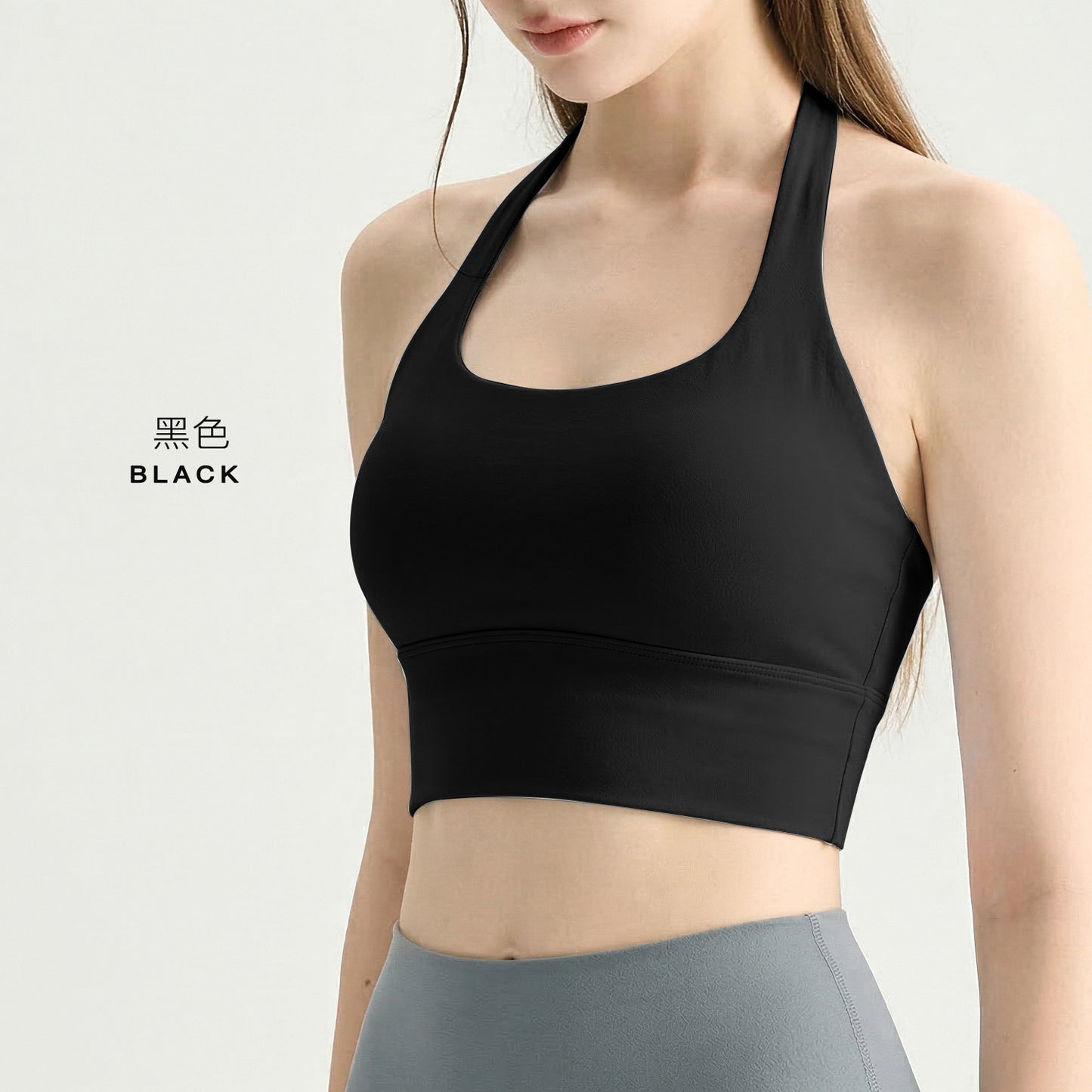 03/2026 Halter neck fitness vest yoga sports bra twisted backless fitness sports bra with fixed cups