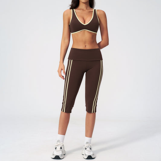 Custom Private Label 3588 New High Elasticity Fold-Over Waistband Yoga Set | Naked-Feel | Wholesale | fouregg