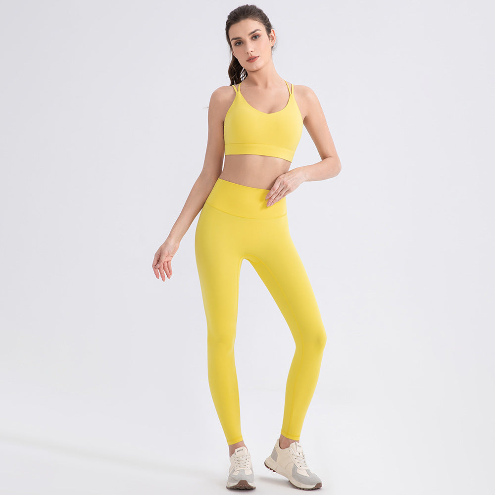 Wholesale Leggings Yoga Set | Bulk High-Shaping Lycra Suede Workout Set | fouregg