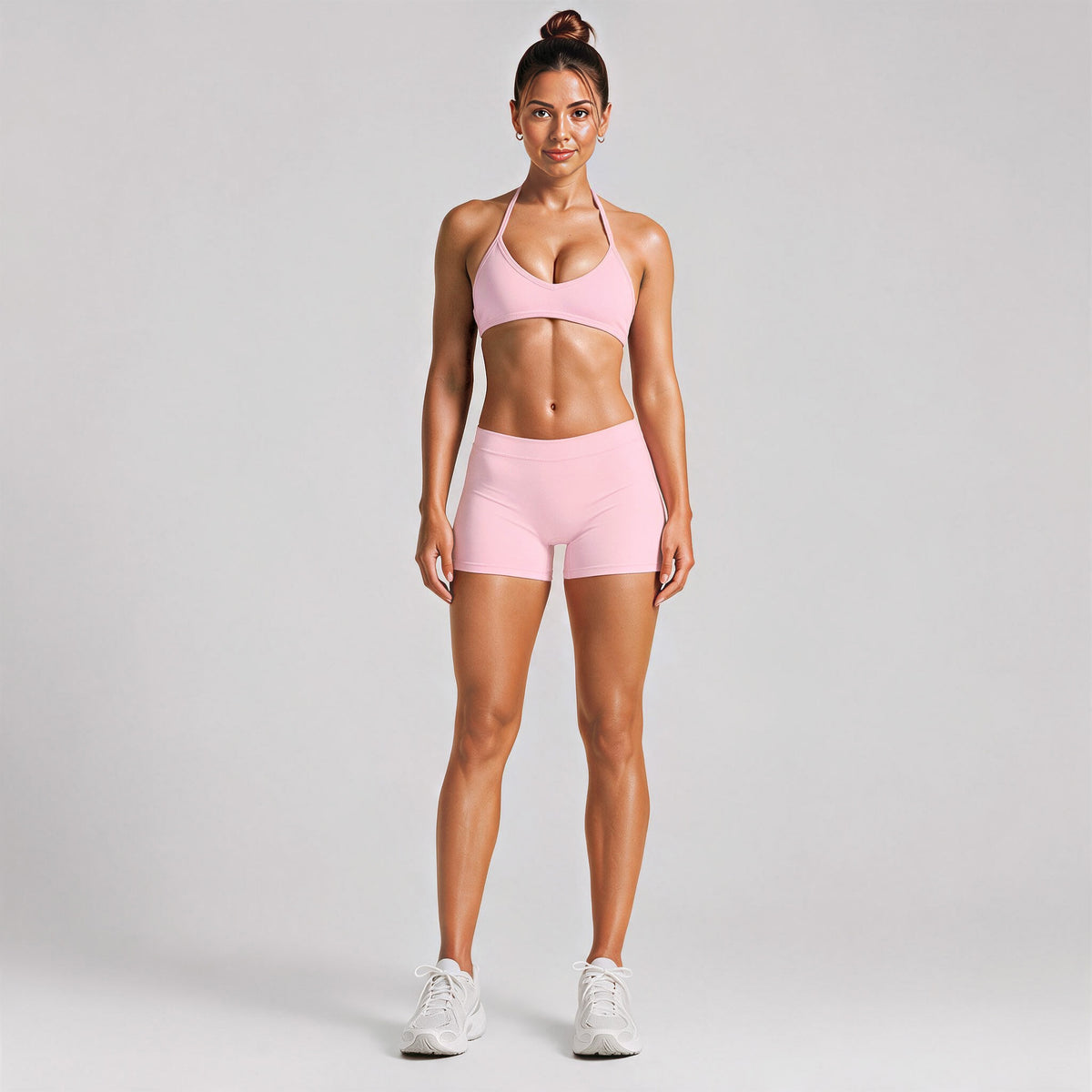 Wholesale Halter Sports Bra Shorts Yoga Set | Women's Fitness Activewear Set | fouregg