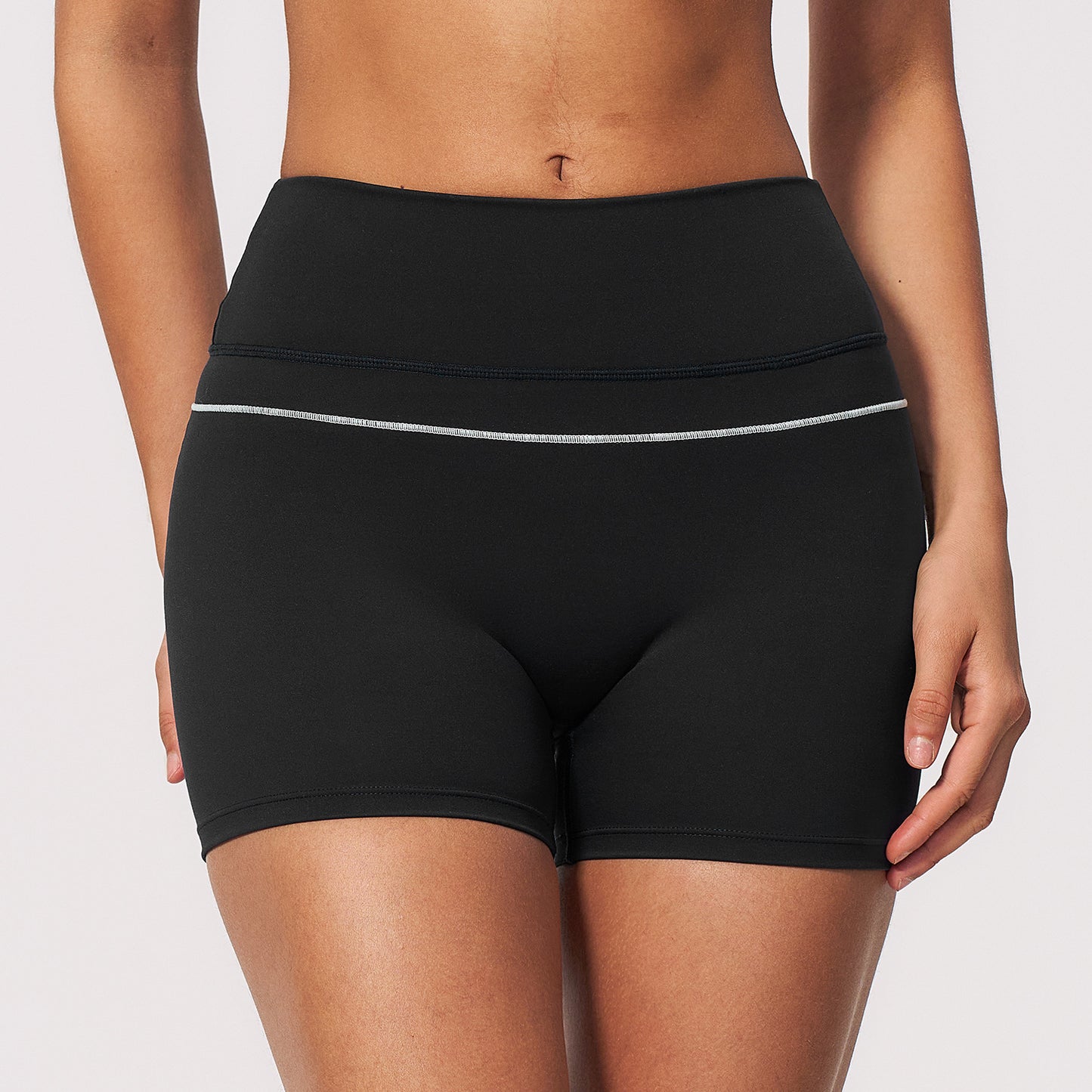 Wholesale 2026 Contrast High-Waist Yoga Shorts | Tummy-Control Shorts 9615 | fouregg